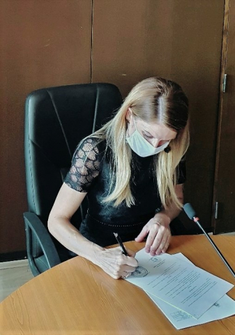 Градоначелница Сомбора Душанка Голубовић на потписивању уговора